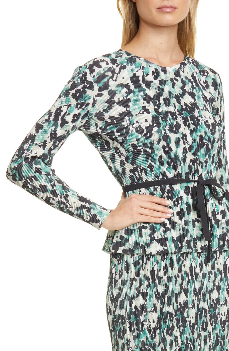 BOSS Etalisa Long Sleeve Jersey Plissé Dress, Alternate, color, 