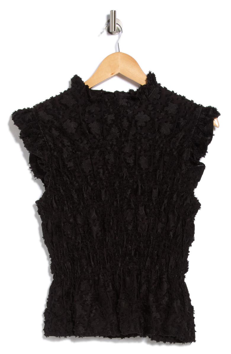 ELIE ELIE TAHARI Ruffle Neck Sleeveless Peplum Top, Alternate, color, Black