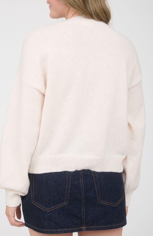 Blu Pepper Textured Oblong Button Cardigan In Neutral