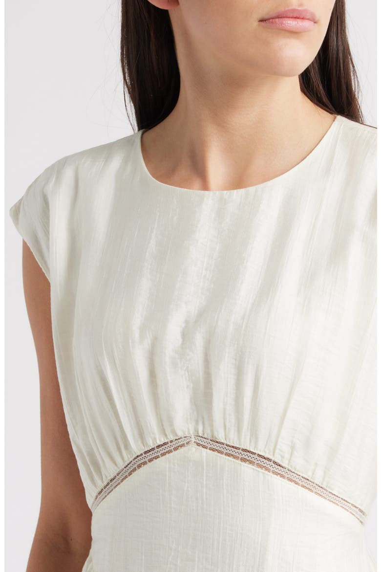 Asymmetric Lace Inset Midi Dress, Alternate, color, IVORY