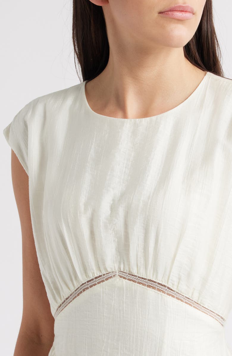 ZOE AND CLAIRE Asymmetric Lace Inset Midi Dress, Alternate, color, Ivory