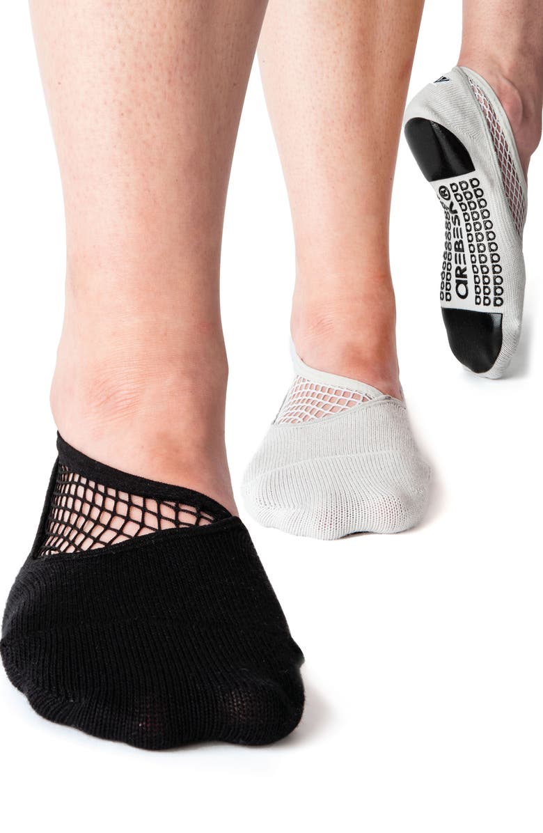 Arebesk Boxerella 2-Pack No-Slip Closed Toe Socks, Main, color, Black - Gray