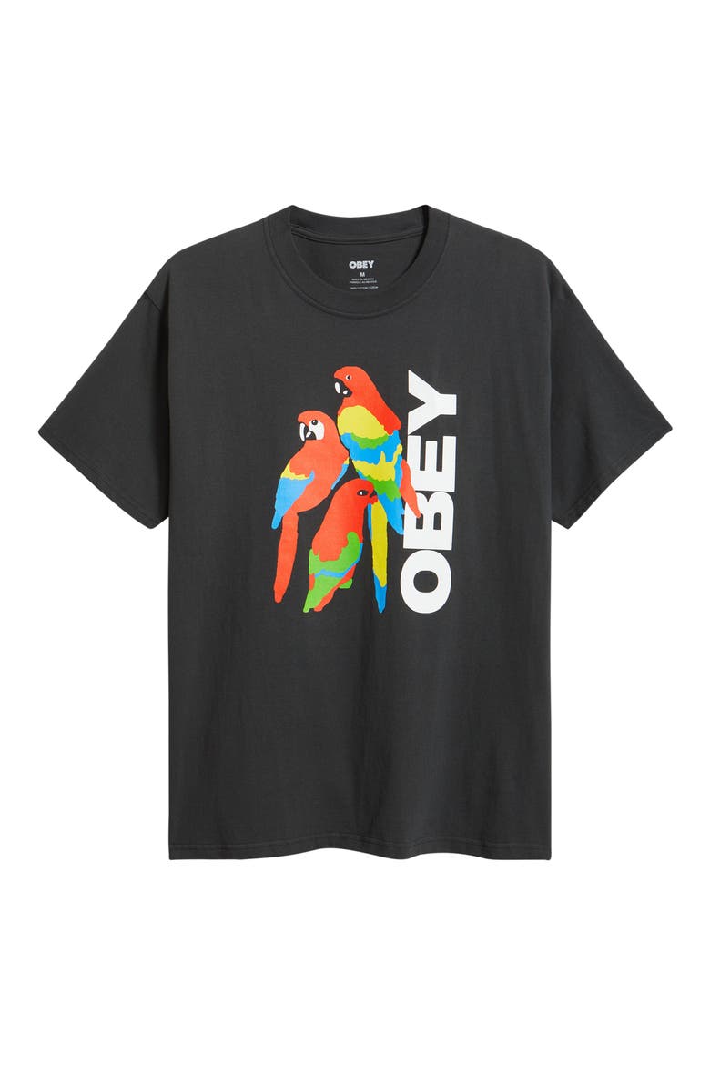 Parrots Graphic T-Shirt, Alternate, color, VINTAGE BLACK