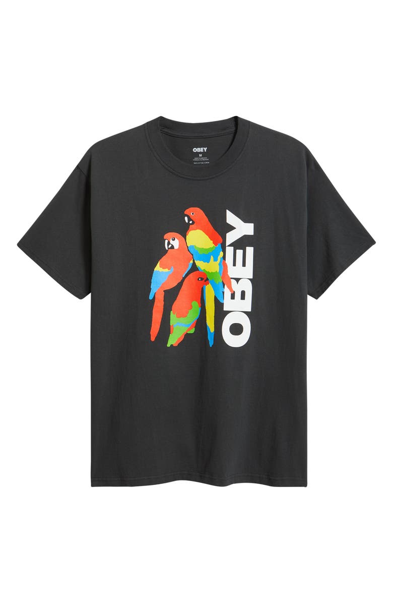 Obey Parrots Graphic T-Shirt, Main, color, Vintage Black