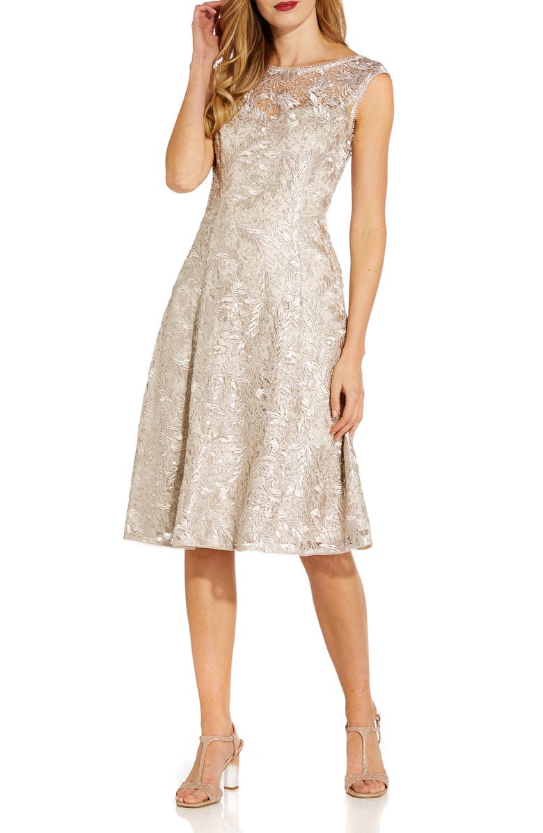 Adrianna Papell Embroidered Cocktail Dress, Main, color, 