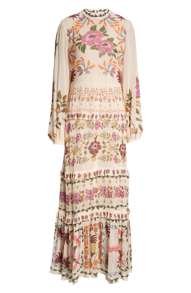 FARM Rio Winter Garden Ruffle Long Sleeve Maxi Dress, Alternate, color, 