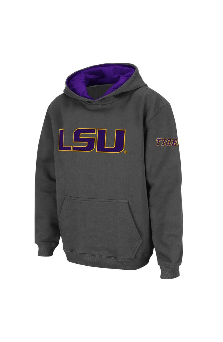 STADIUM ATHLETIC Youth Stadium Athletic Charcoal LSU Tigers Big Logo Pullover Hoodie, Main, color, Charcoal