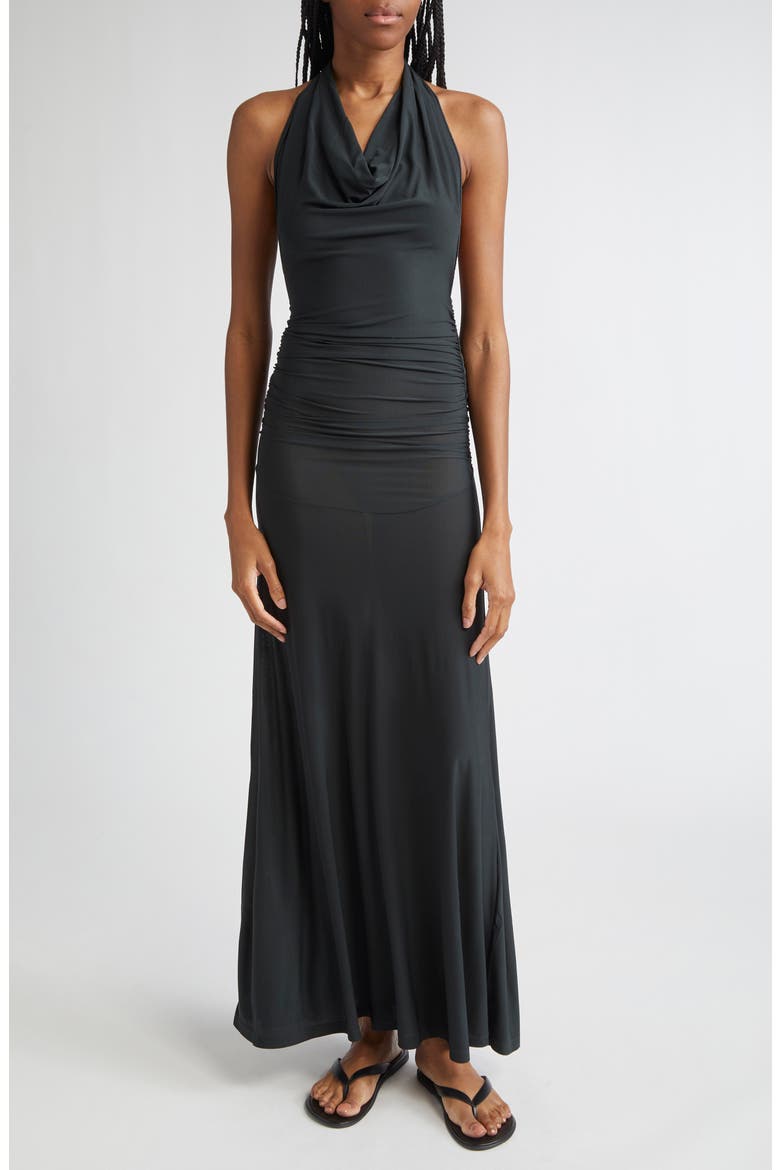 convertible halter dress Empire Waist Chiffon Halter Maxi Dress with Convertible Spaghetti Straps
