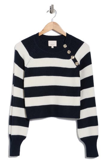 Cinq À Sept Keren Button Shoulder Sweater In Multi