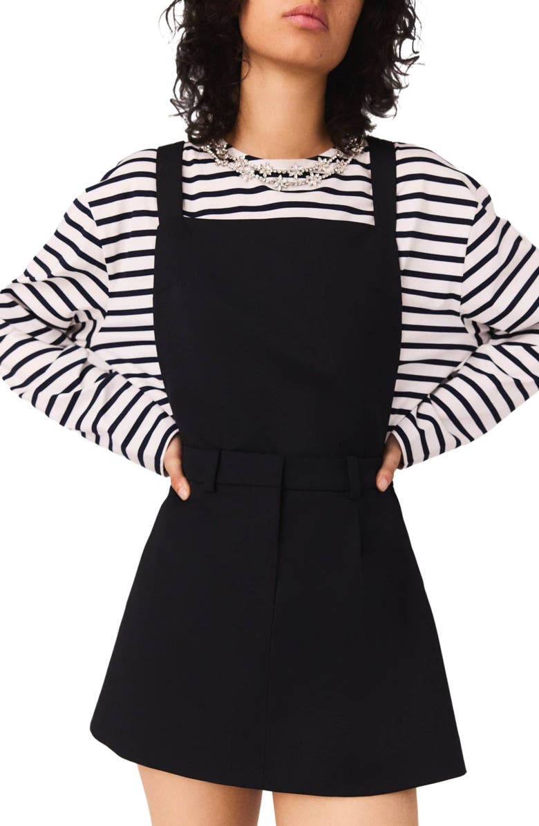 maje Pinafore strap dress, Alternate, color, Navy