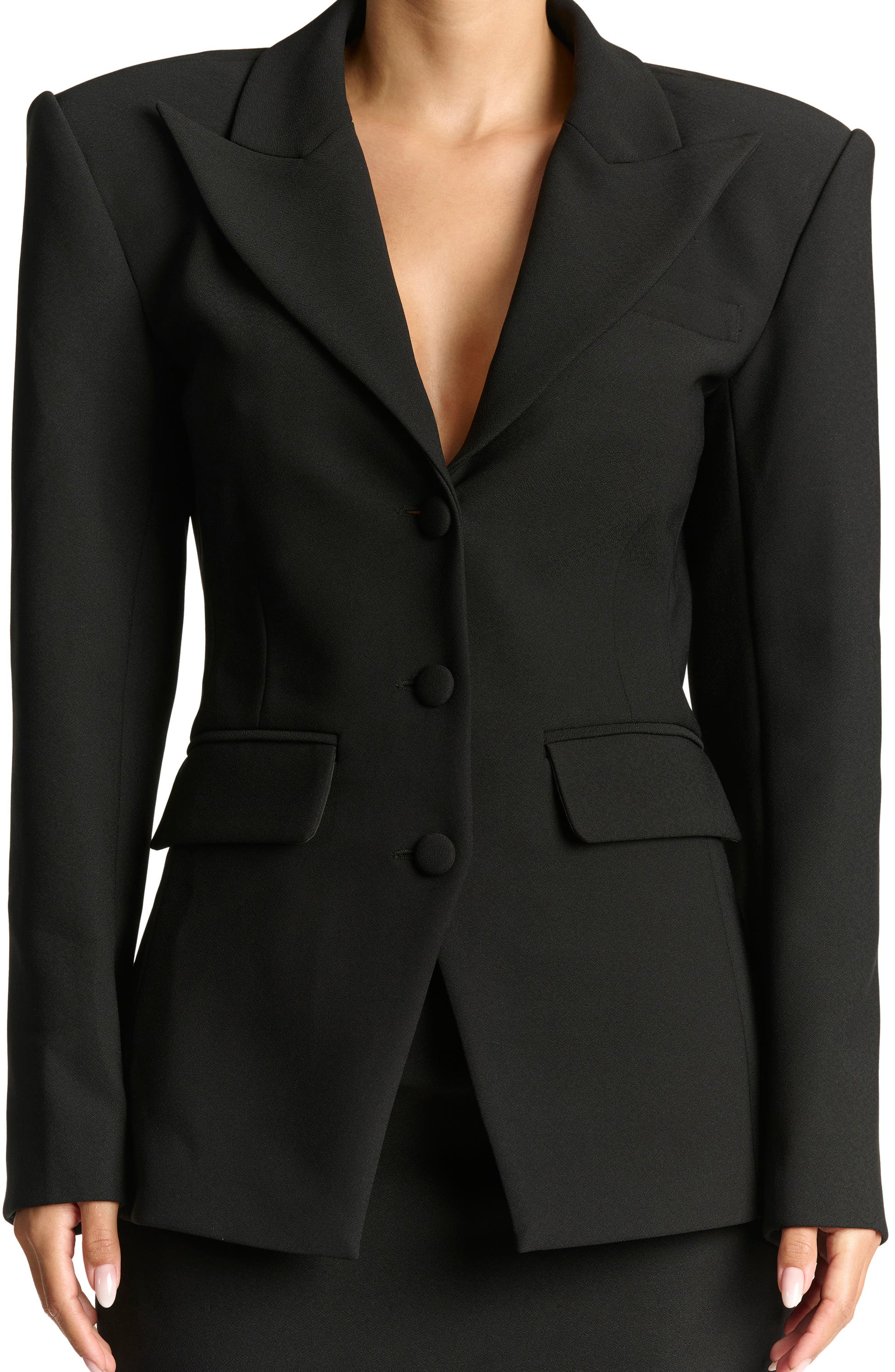 Naked Wardrobe Fitted Blazer, Main, color, Black