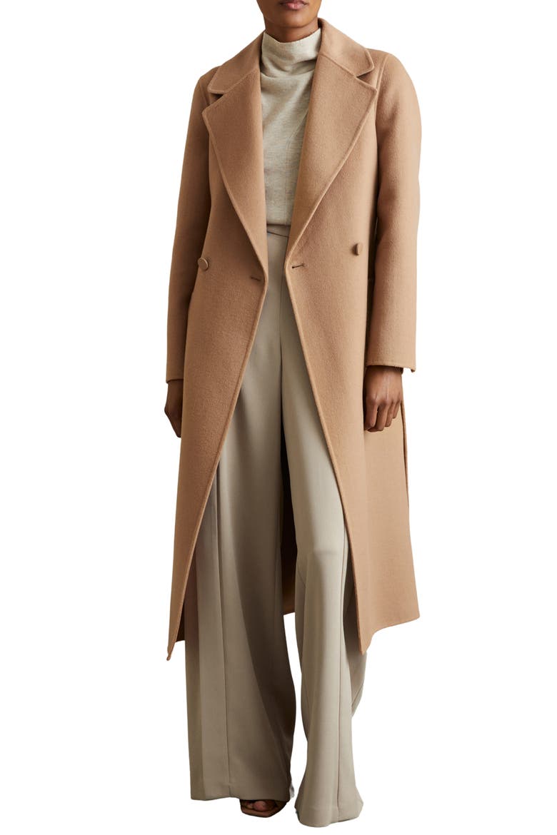 Lucia Belted Wool Blend Coat, Main, color, LIGHT CAMEL