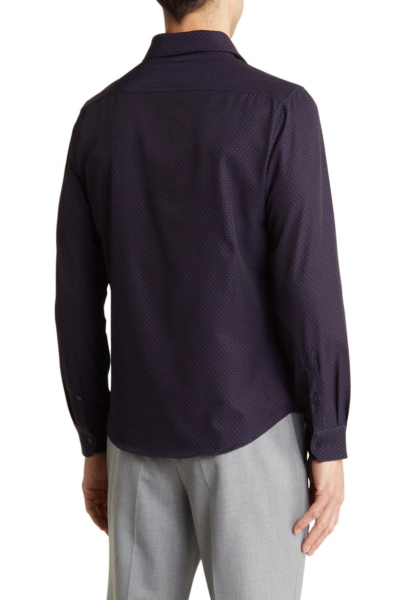 Polka Dot Stretch Button-Down Shirt, Alternate, color, NAVY