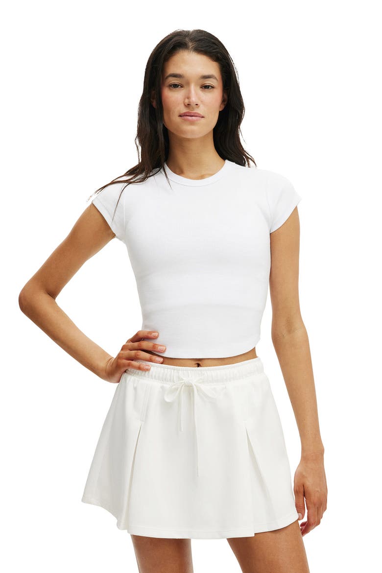 Women's Active Curved Hem Baby Tee, Alternate, color, White