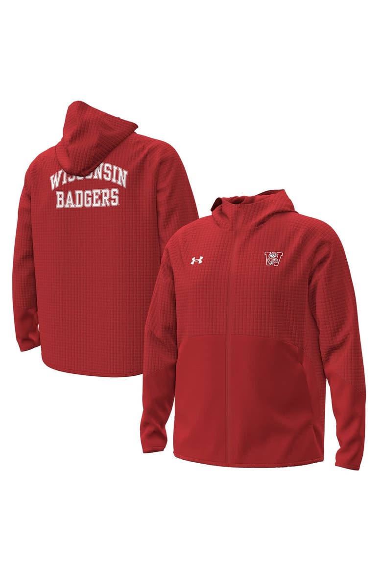 Men's Under Armour  Red Wisconsin Badgers 1980 Throwback Unstoppable Fleece Full-Zip Jacket, Main, color, Red