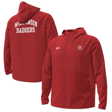 Men's Under Armour  Red Wisconsin Badgers 1980 Throwback Unstoppable Fleece Full-Zip Jacket