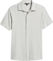 Robert Barakett Fenric Texture Knit Short Sleeve Button-Up Shirt
