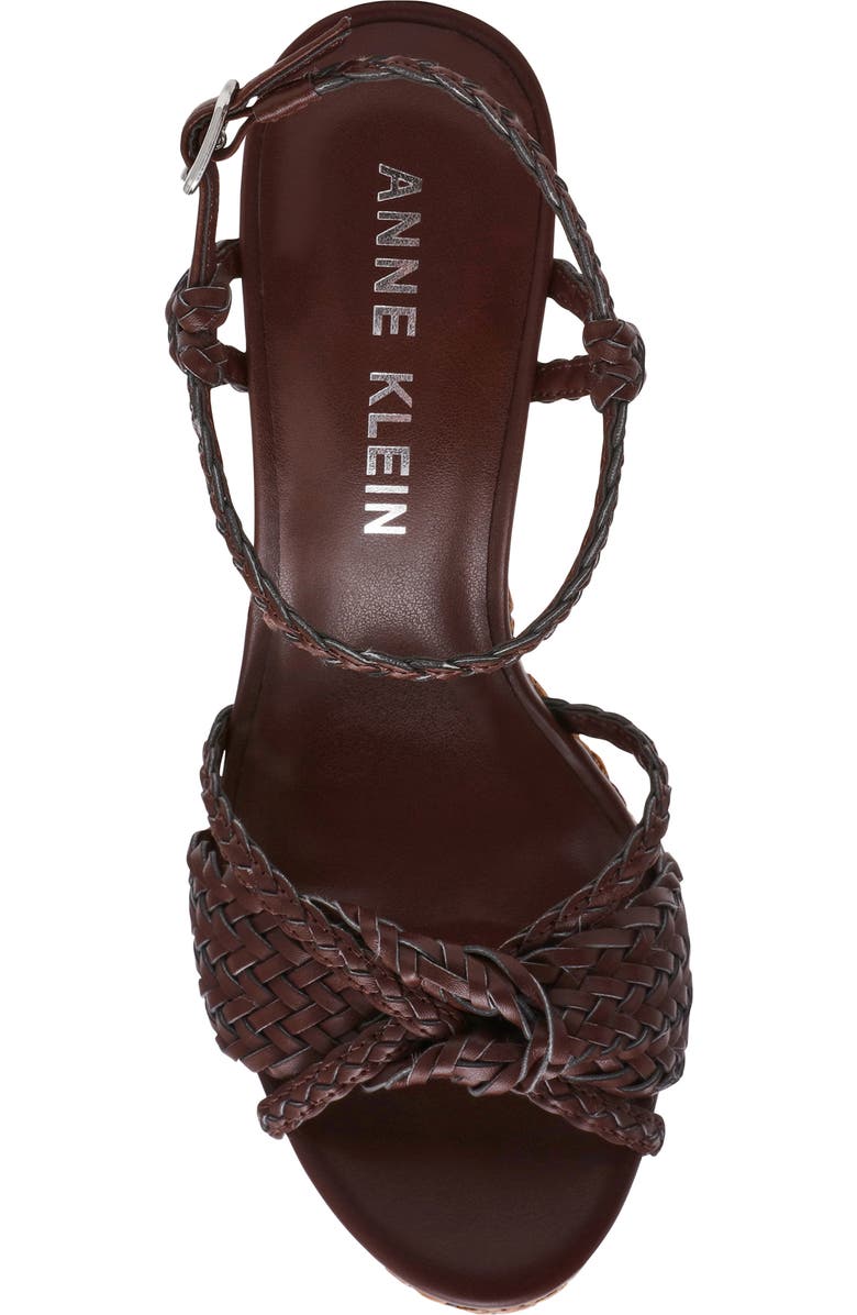 Anne Klein Vow Braided Wedge Sandal, Alternate, color, Chocolate Brown Woven