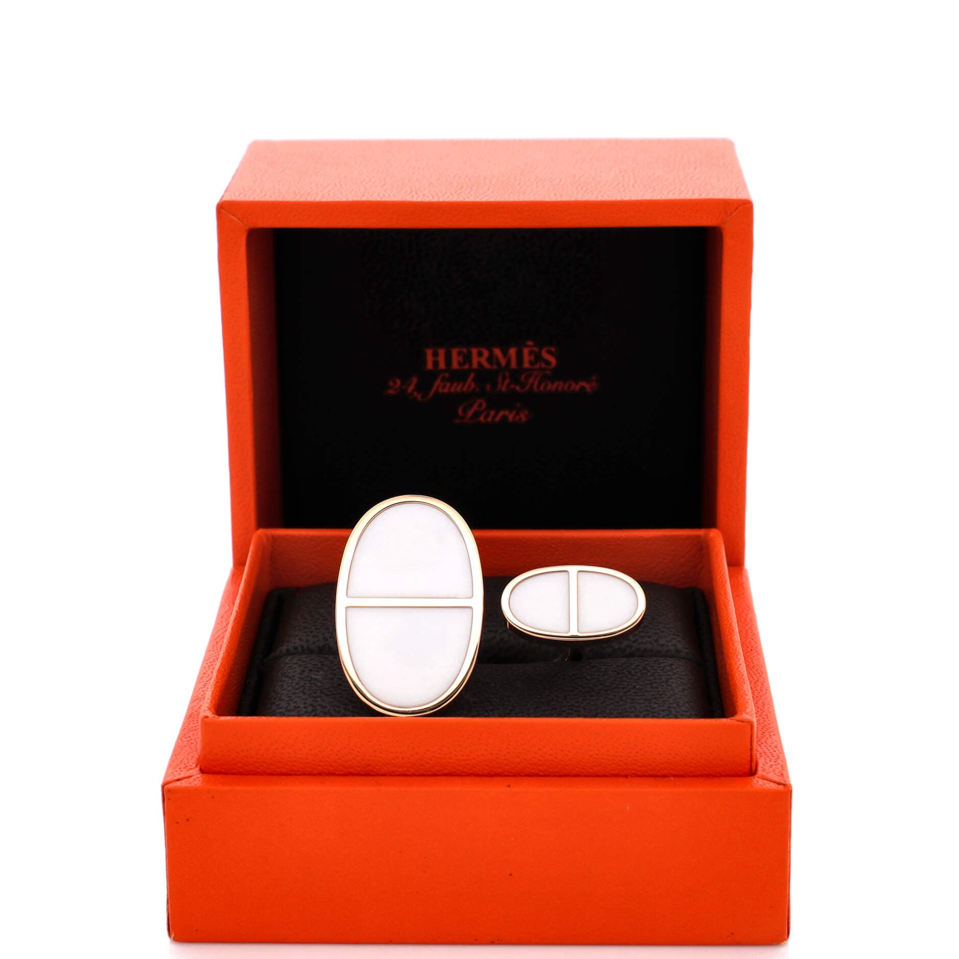 Chaine d'Ancre Verso Ring 18K Rose Gold with Ceramic Very Large, Alternate, color, Metallic Gold