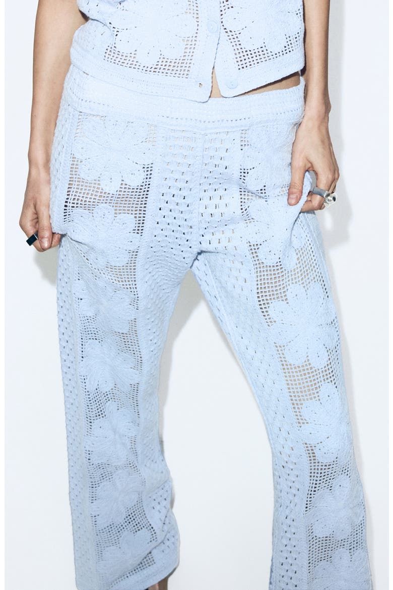 Openwork Embroidery Straight Leg Pants, Alternate, color, SKY BLUE