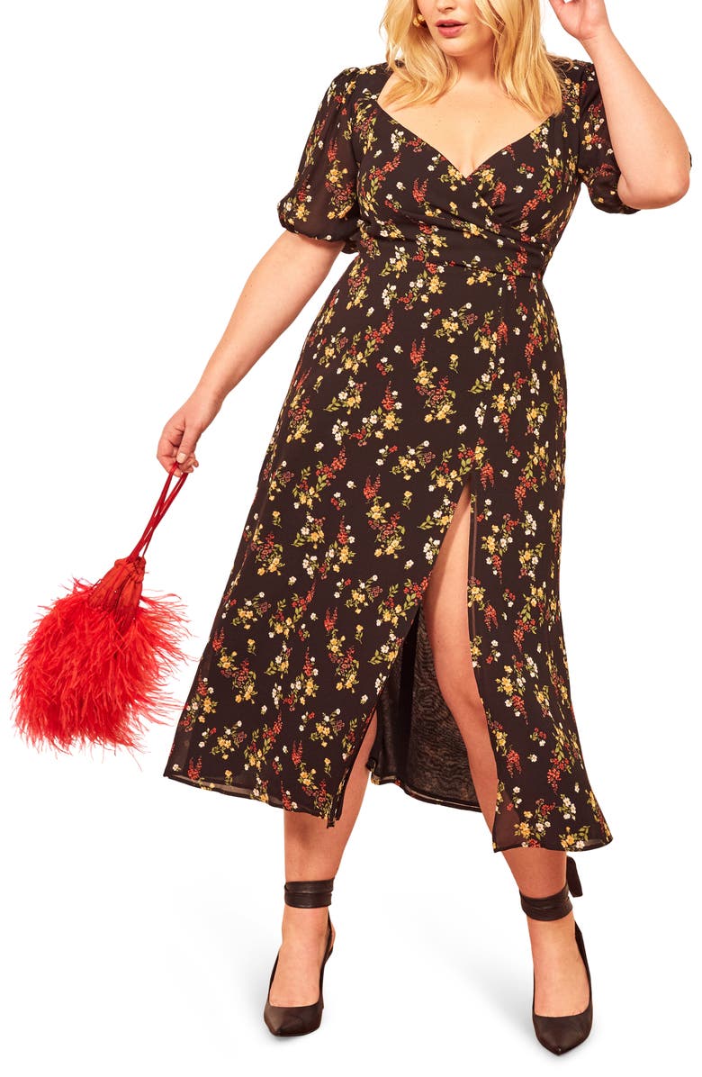 Reformation Wildflower Open Back Side Slit Dress, Alternate, color, 