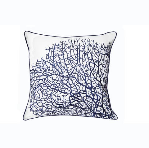 Fan Coral Navy & White Indoor/Outdoor Accent Throw Pillow