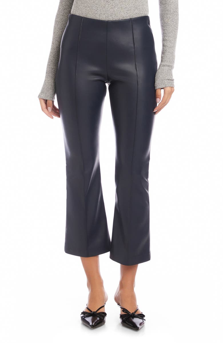 FIFTEEN TWENTY Sigourney Crop Flare Faux Leather Pants, Main, color, Navy