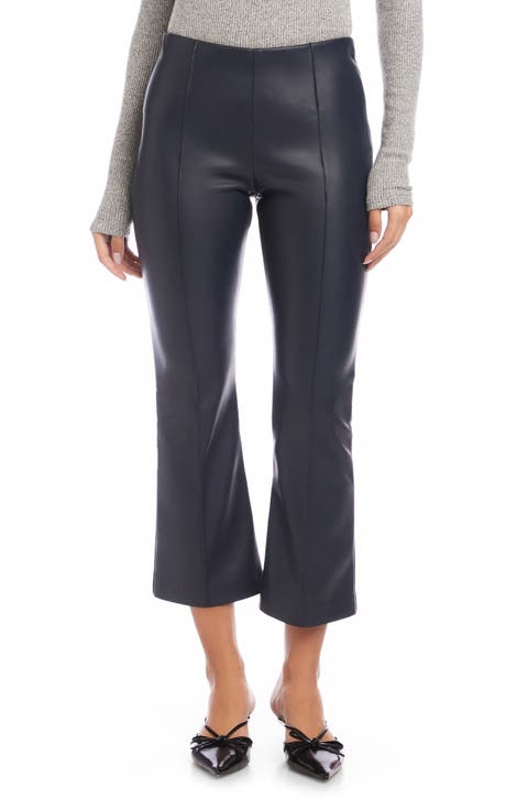Sigourney Crop Flare Faux Leather Pants