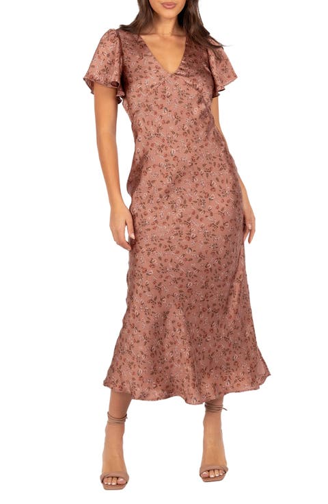 Flossy Floral Satin Midi Dress