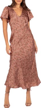 Petal & Pup Flossy Floral Satin Midi Dress