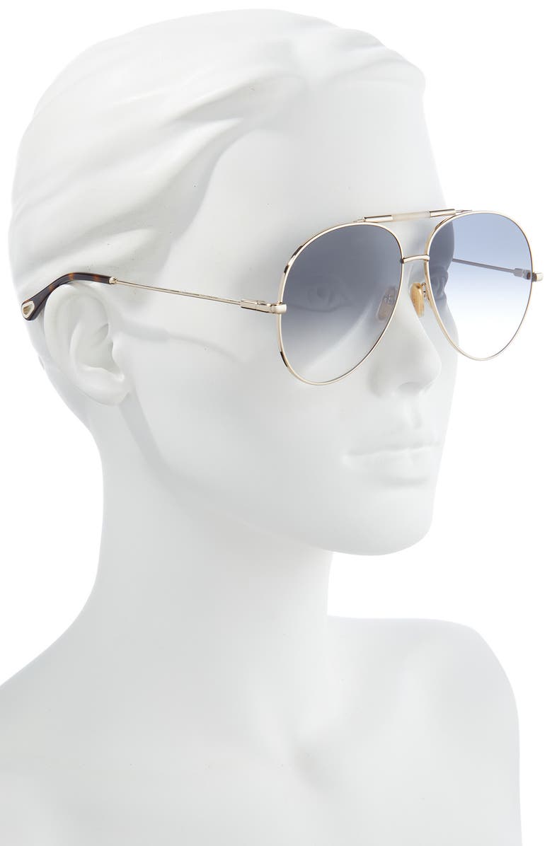 Chloé 62mm Gradient Oversize Aviator Sunglasses, Alternate, color, Gold 3