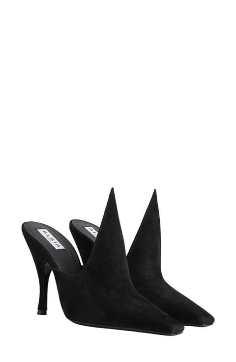 Pointed Toe Heeled Mule