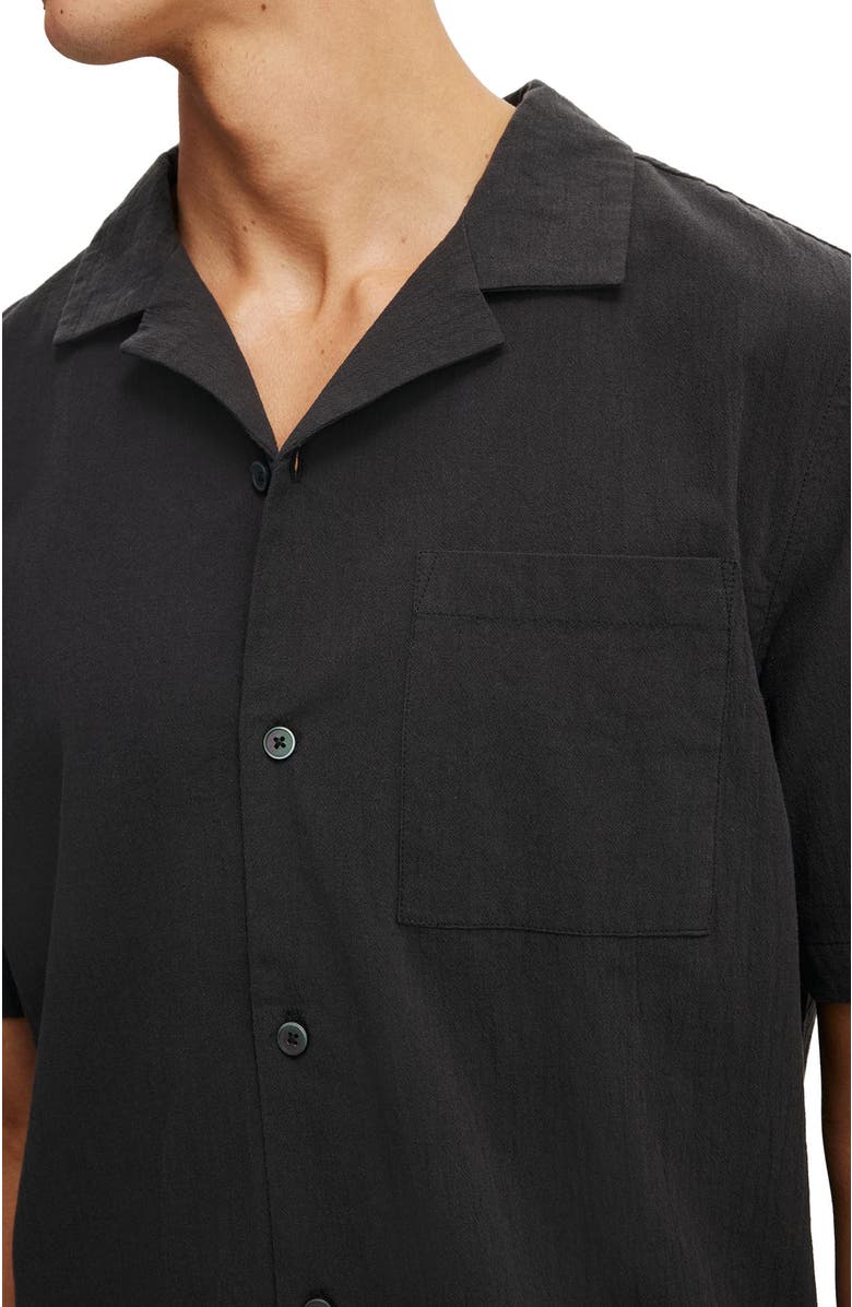 Cotton On Men's Riviera Short Sleeve Shirt, Alternate, color, Faded Black