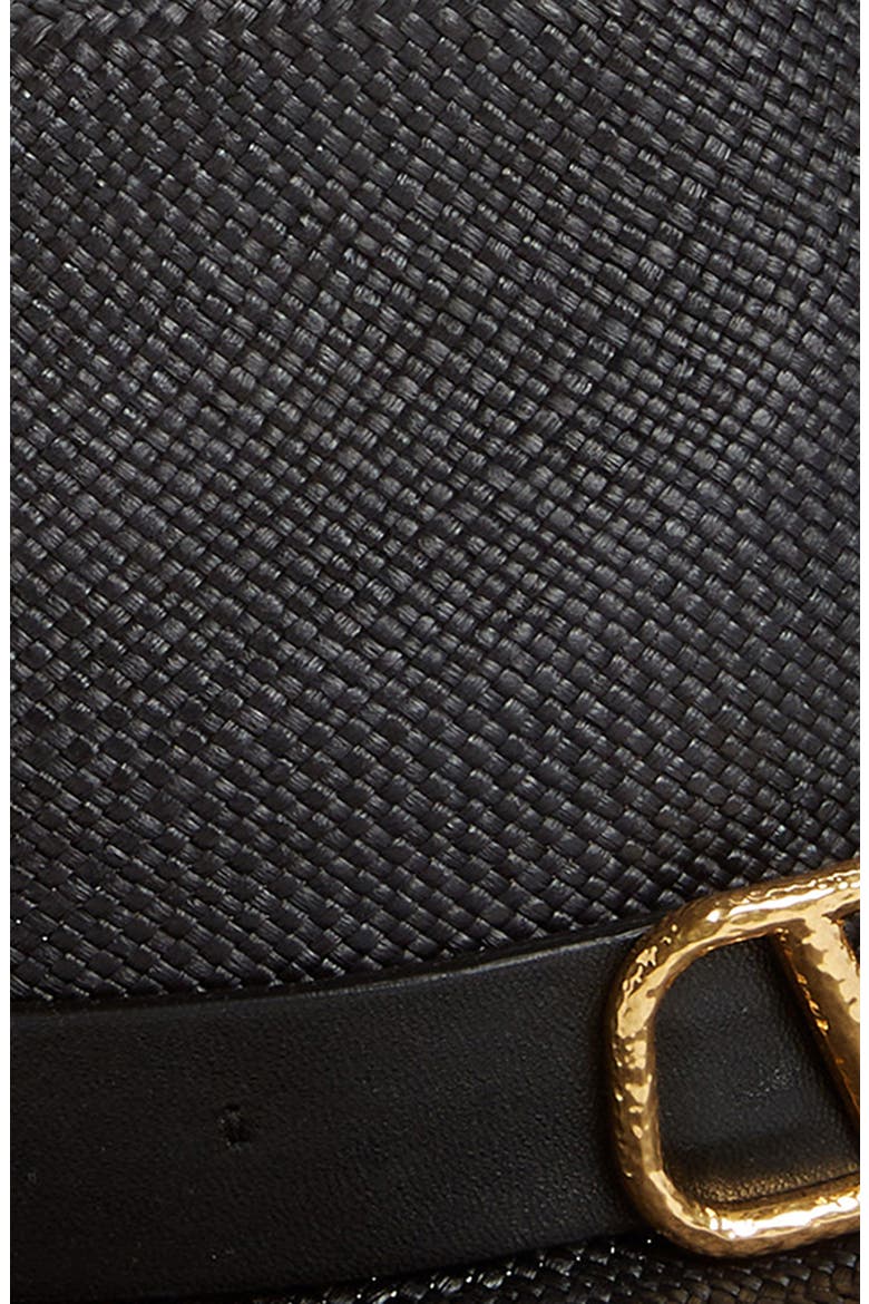 Valentino VLOGO Straw Fedora, Alternate, color, NERO/ NERO