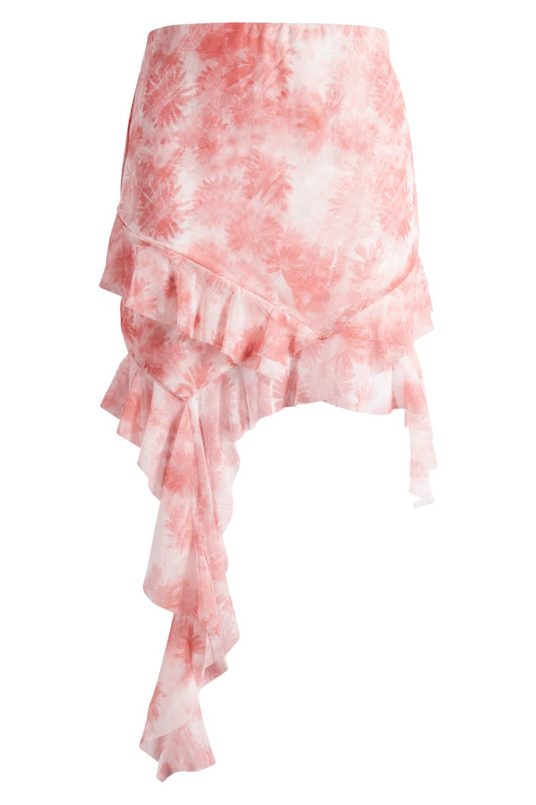 Floral Spiral Frill Mesh Miniskirt, Alternate, color, PINK FLORAL