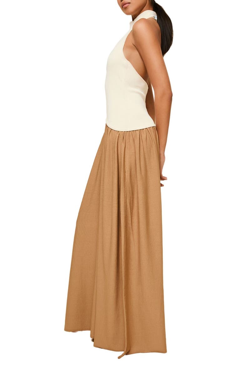 The Soglio Halter Maxi Dress, Alternate, color, ECRU / CAMEL