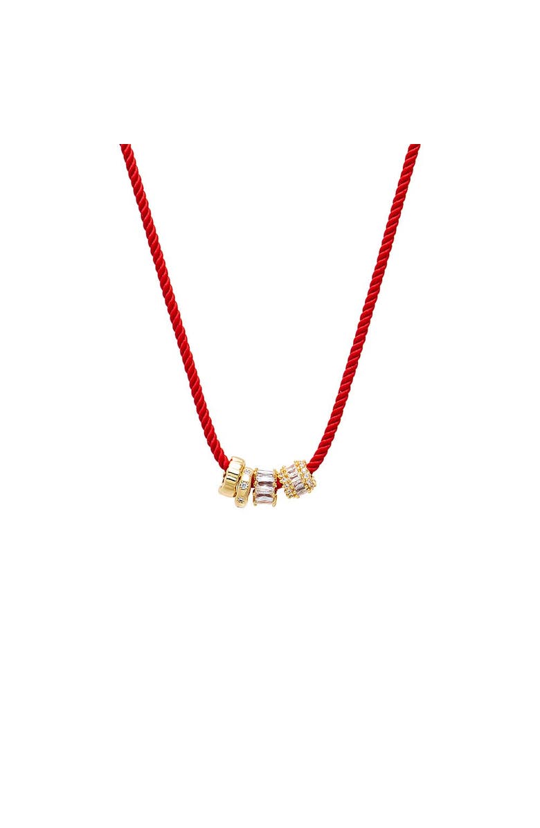 BY ADINA EDEN Red Cord Multi Rondelle Charms Necklace, Main, color, Gold