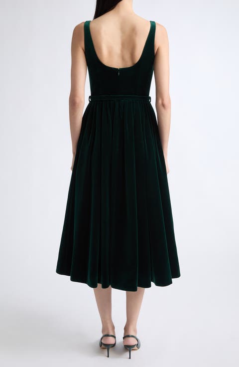 Eagle Belted Velvet Dress