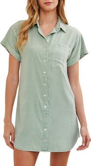Bella Dahl Roll Sleeve Pocket Mini Shirtdress