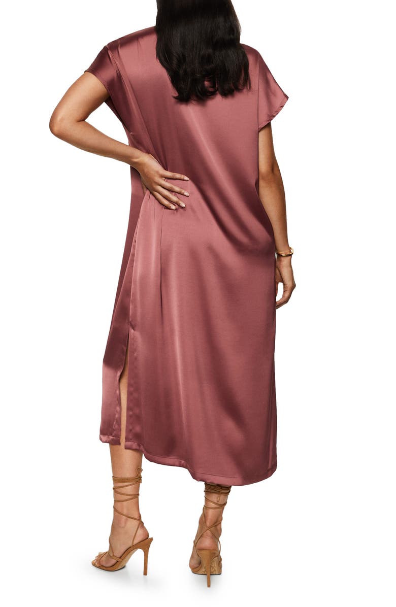 MANGO Satin Shift Midi Dress, Alternate, color,