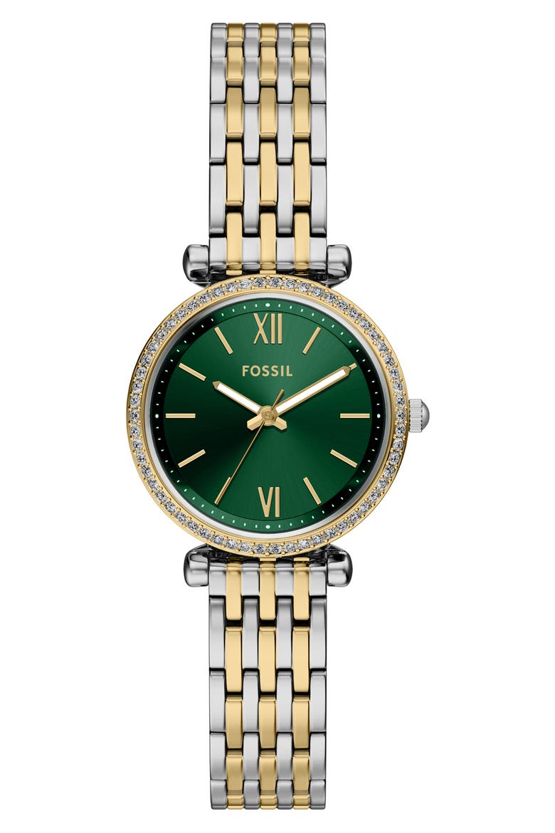 Carlie Mini Two-Tone Bracelet Watch, 28mm, Main, color, TWO TONE GREEN
