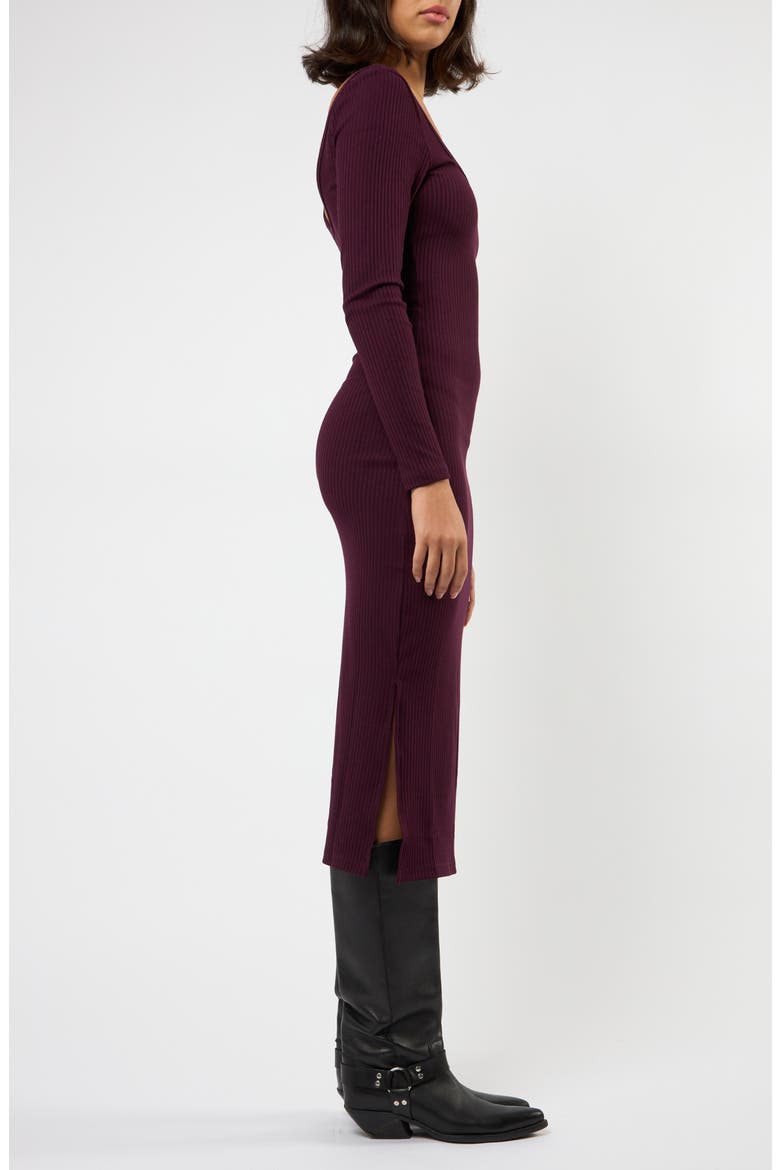 The Flirt Fusion Long Sleeve Rib Dress, Alternate, color, BURGUNDY