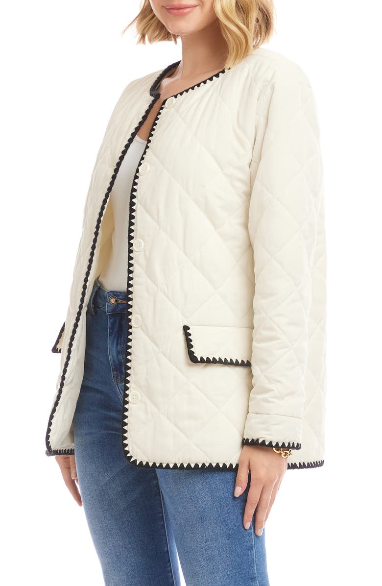 Karen Kane Edge Stitch Quilted Jacket, Alternate, color, Cream/ Black
