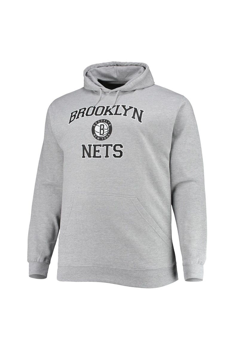 Men's Heathered Gray Brooklyn Nets Big & Tall Heart & Soul Pullover Hoodie, Alternate, color, Heather Gray