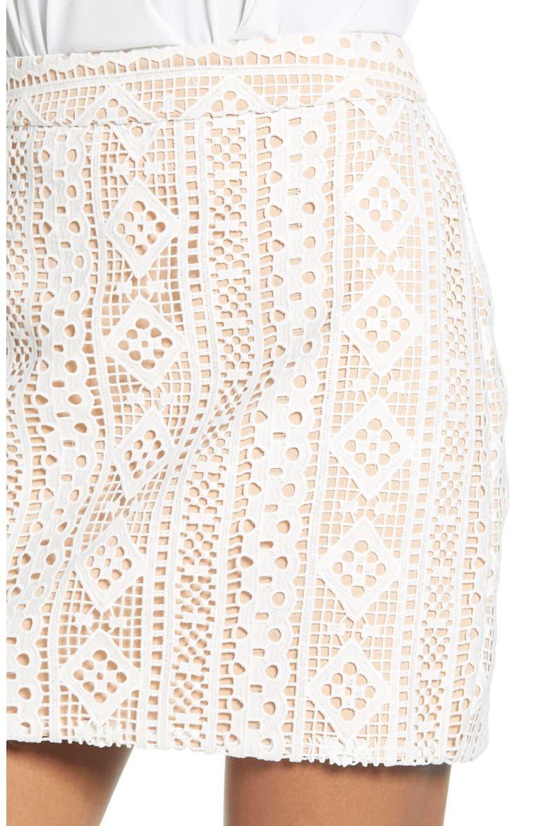Eyelet Miniskirt, Alternate, color, WHITE