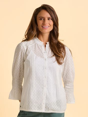 Brakeburn Elva 3/4 Sleeve High Neck Shirt Nordstrom