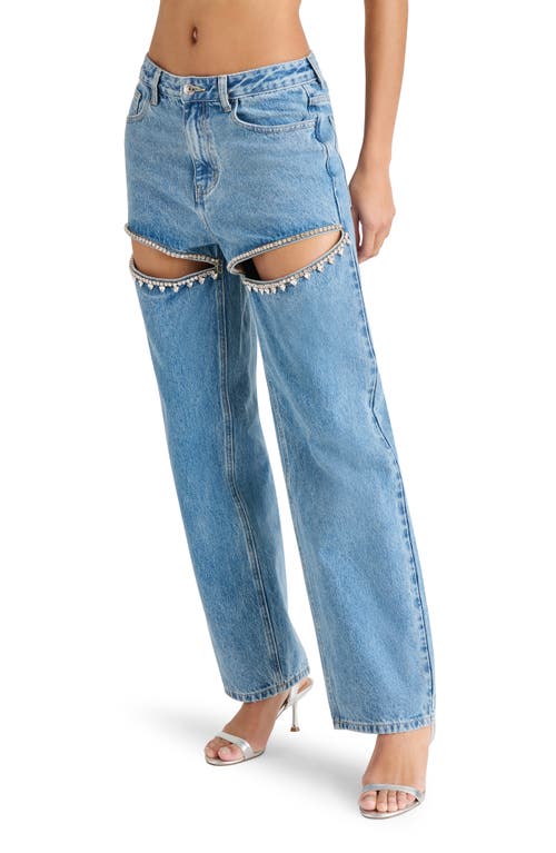 Steve Madden Taylor Rhinestone Trim Pants In Doha Wash