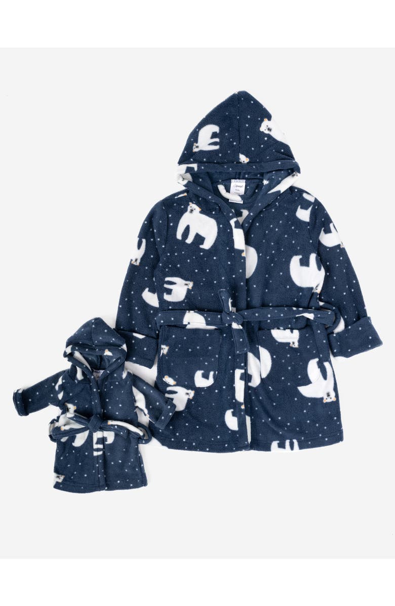Leveret Girls Fleece Hooded Robe with Matching Doll Robe, Alternate, color, Polar Bear