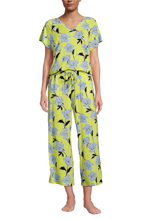 Lands' End Cooling Pajama Set - Short Sleeve Top and Crop Pants