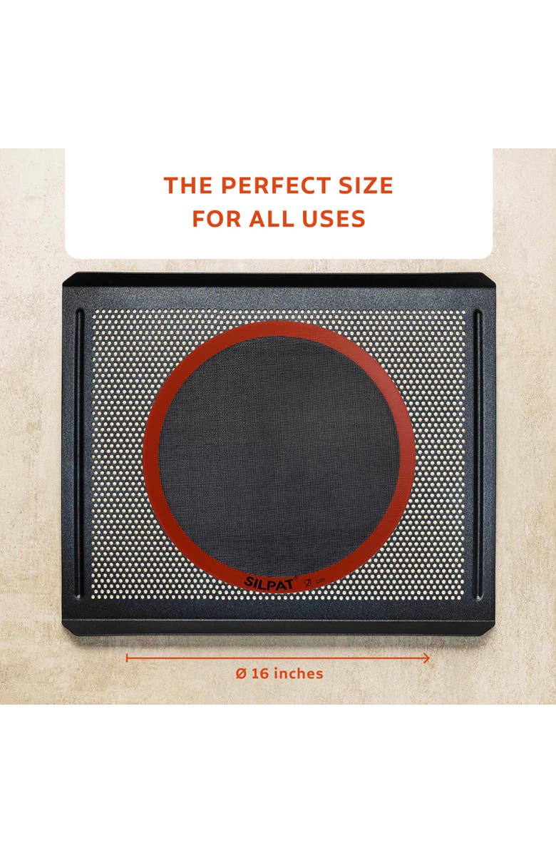 Silpat Perfect Pizza Non-Stick Silicone Baking Mat, 16-Inch, Round, Alternate, color, Orange